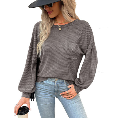 Damen Langarmshirt Waffelstruktur Eveloria