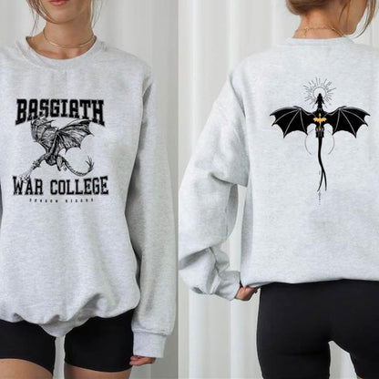 Damen Sweatshirt Drachenmotiv College-Design Grau Eveloria