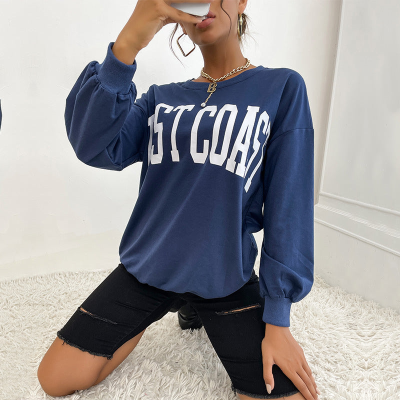 Damen Oversize Pullover mit Schriftzug, Lässig, Eveloria