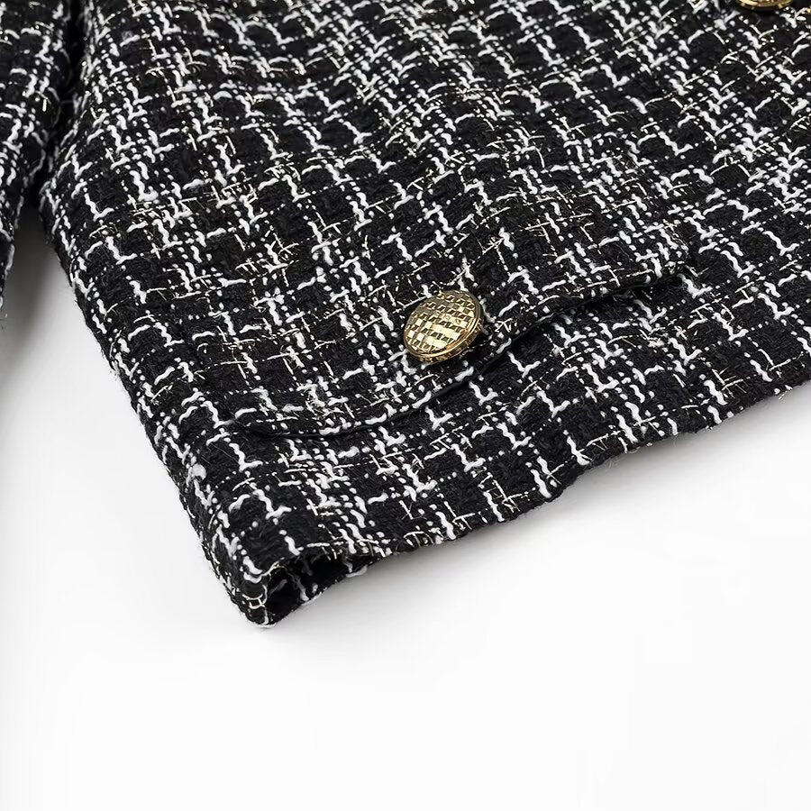 Damen Bouclé-Jacke Knöpfe Eveloria