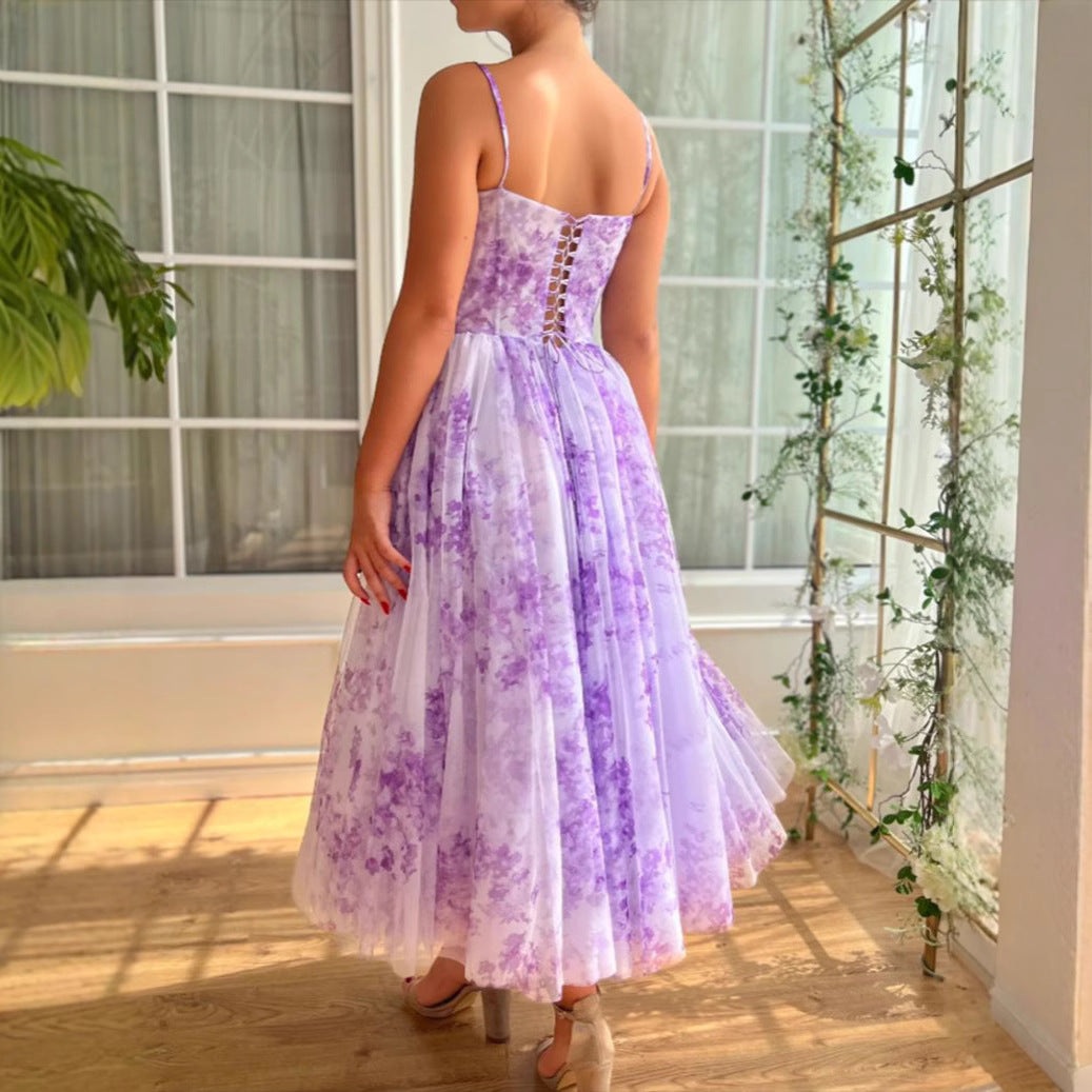 Damen Abendkleid Florales Design Eleganter Schnitt Eveloria