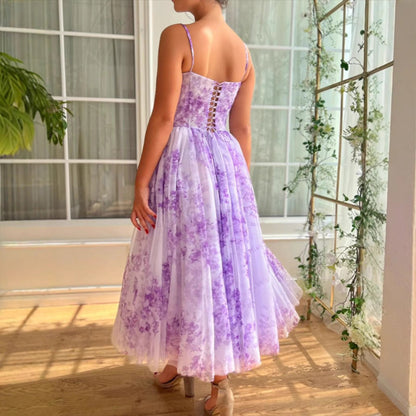 Damen Abendkleid Florales Design Eleganter Schnitt Eveloria