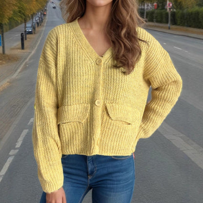 Damen Strickcardigan mit Taschen und breiten Ärmeln Eveloria