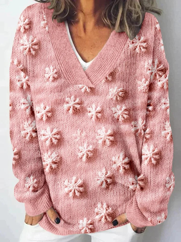 Damen Strickpullover Landschaftsmuster Eveloria