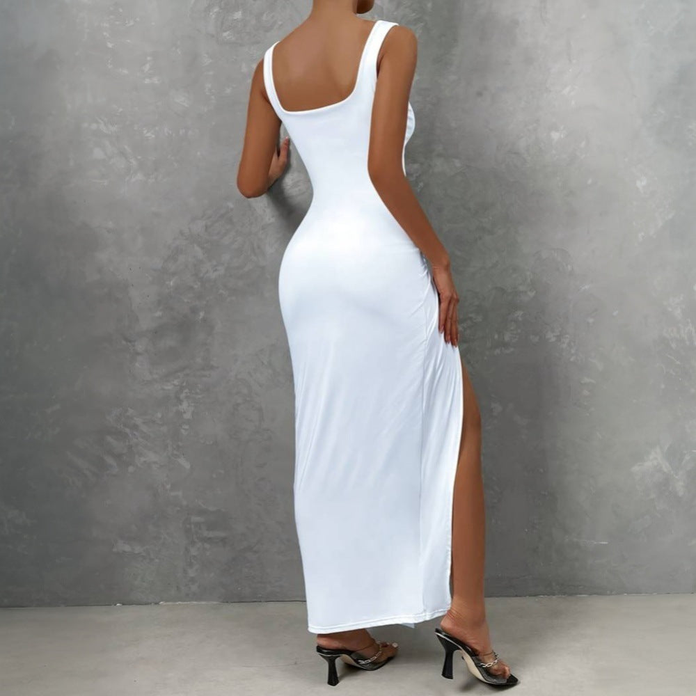 Damen Maxi-Kleid Cut-Out Wickeldesign Hochschlitz Eveloria