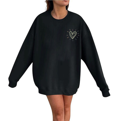 Damen Oversized Sweatshirt mit Herzmotiv Lässig Grau