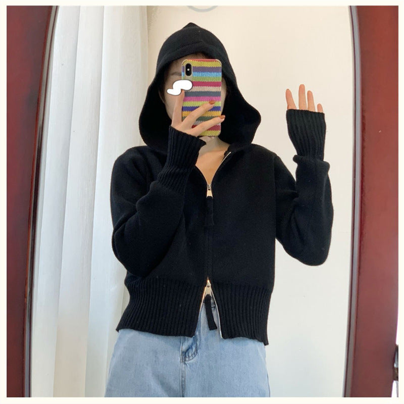 Damen Kapuzenpullover Tailliert Reißverschluss Eveloria