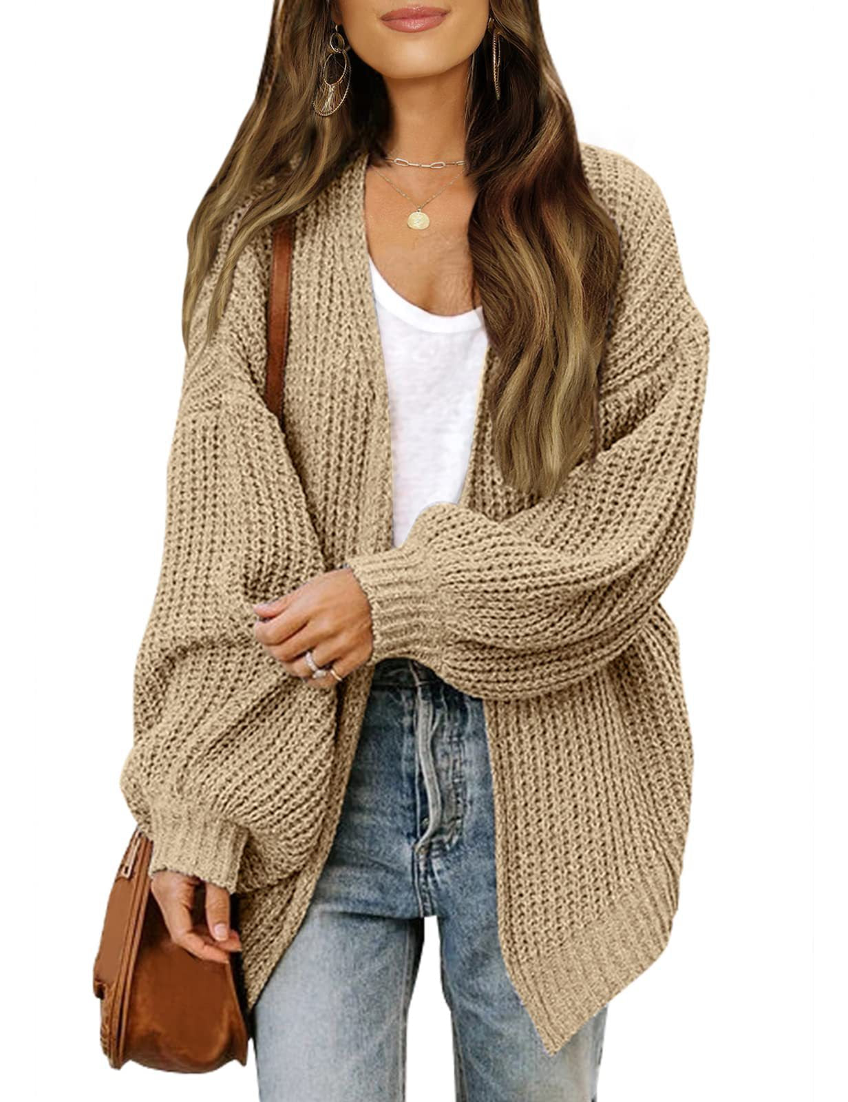 Damen Grobstrickjacke Lässiger Schnitt Überschnittene Schultern