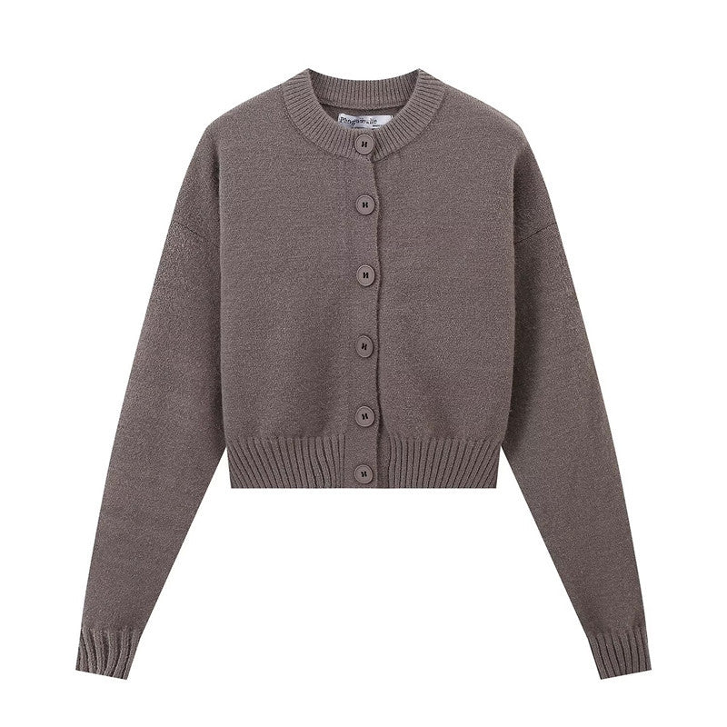 Damen Strickcardigan Kurz Knopfverschluss Eveloria
