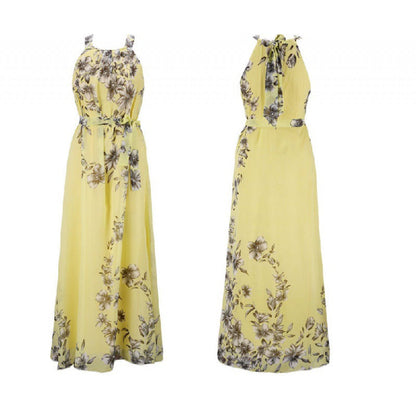 Damen Maxikleid Floralmuster Schulterfrei