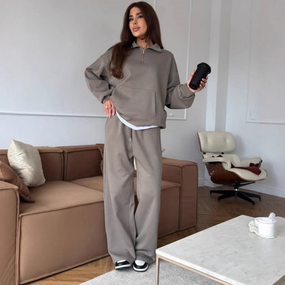 Damen Sportanzug Relaxed Fit Hoher Kragen Praktische Taschen