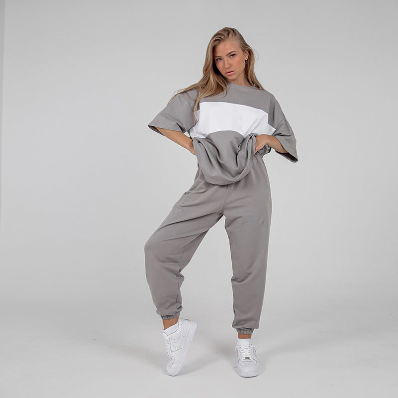 Damen Sportanzug Oversized Shirt Jogginghose Bequem Eveloria