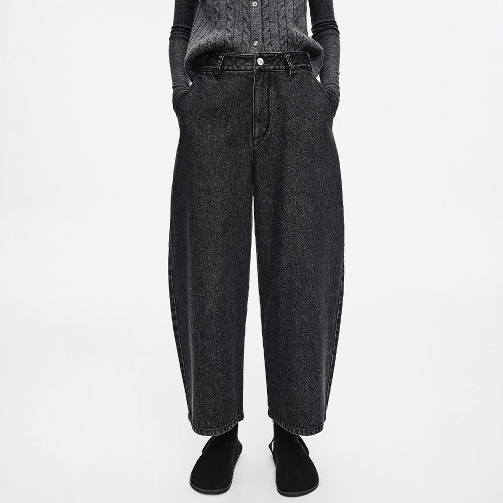 Damen Weite Jeans Hochbund Eveloria - Eveloria