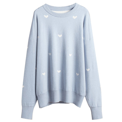 Damen Oversized Pullover Herzmuster Eveloria