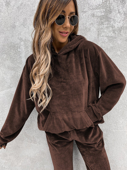 Damen Fleece-Hoodie Kuschelig Lässig Grau Eveloria