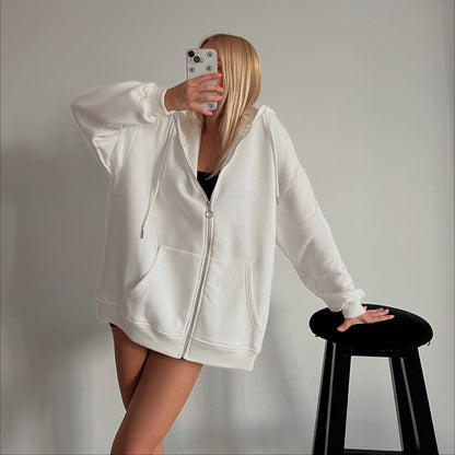 Damen Oversized Kapuzenjacke Reißverschluss Eveloria