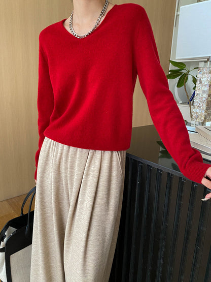 Damen Pullover V-Ausschnitt Weich Evelyn