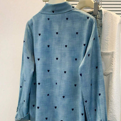 Damen Chiffonbluse Herzmuster Klassisch