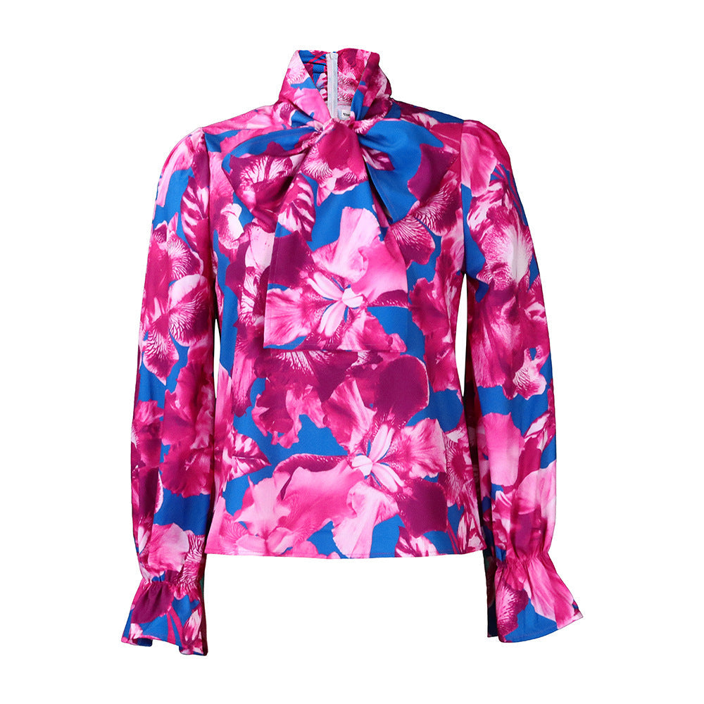 Damen Bluse mit Schleifendetail und floralem Muster