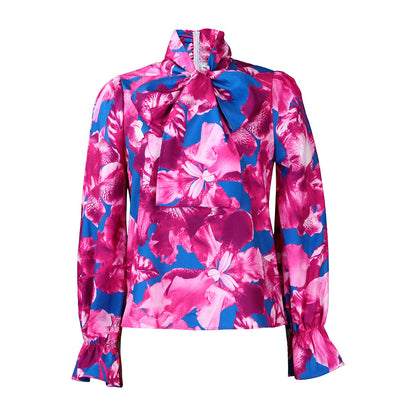 Damen Bluse mit Schleifendetail und floralem Muster