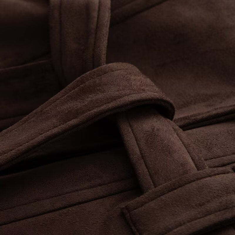 Damen Kurzjacke Breiter Kragen Taillengürtel Eveloria