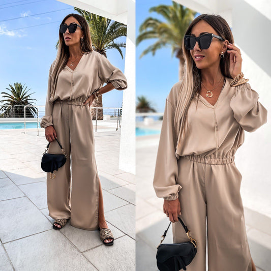 Damen Eleganter Jumpsuit Dekorative Seitenschlitzen Eveloria - Eveloria