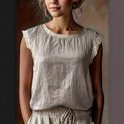 Damen Bluse Spitze Lässig Weiß