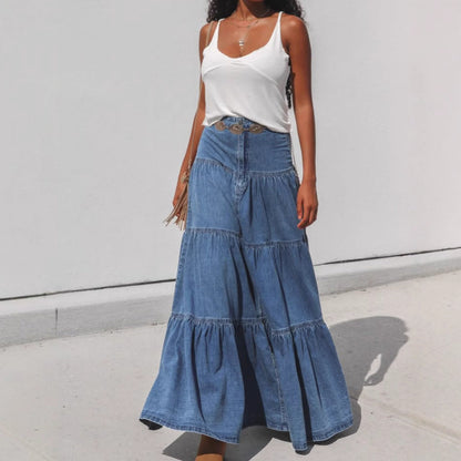 Damen Maxikleid Lässig Voluminöse Rüschen Eveloria