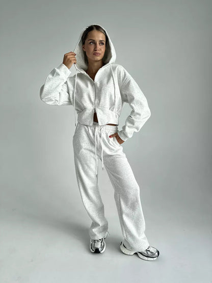 Damen Sport Set Cropped Hoodie und Jogginghose Eveloria