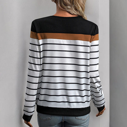 Damen Streifenpullover Farbblockdesign Eveloria