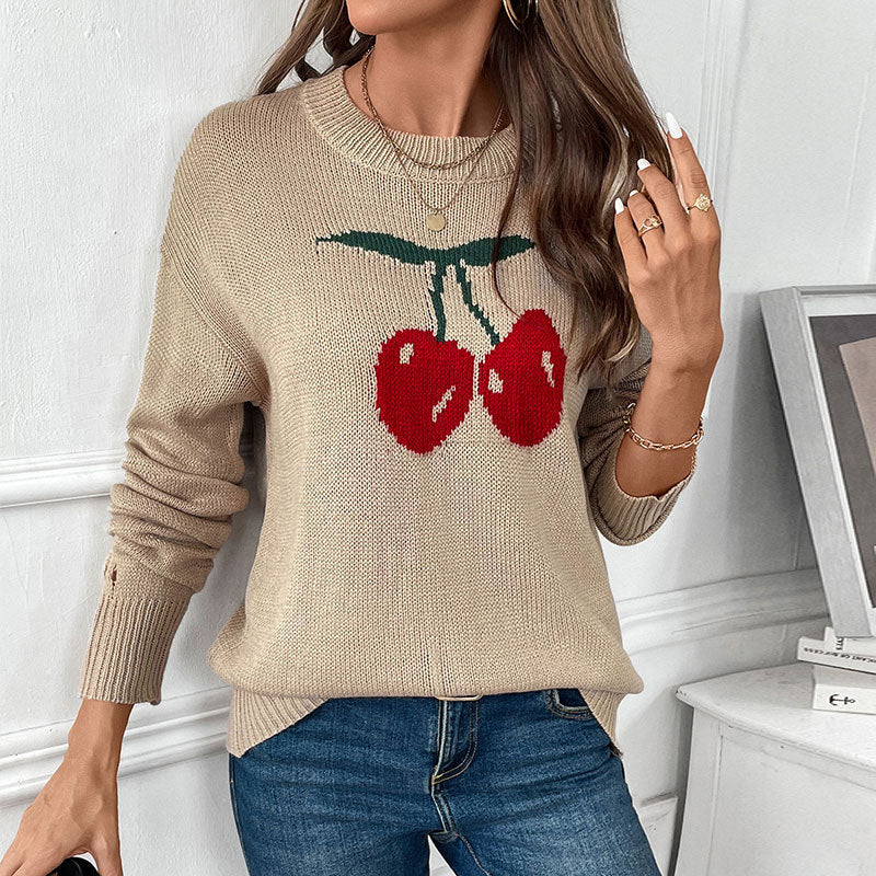 Damen Strickpullover Lässiger Schnitt Fruchtig - Eveloria