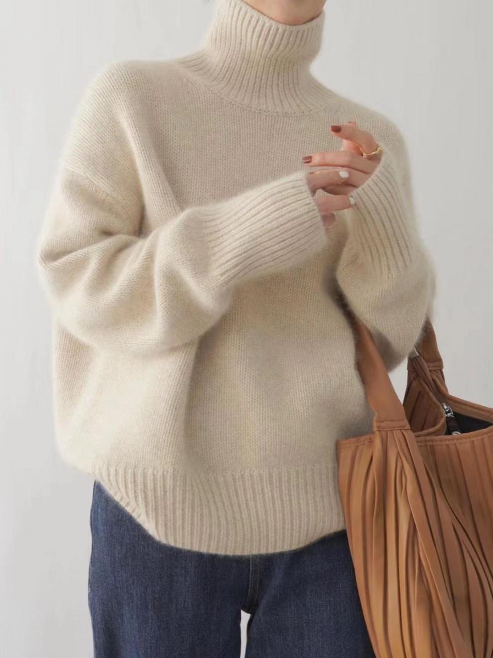 Damen Rollkragenpullover Wolle Eveloria