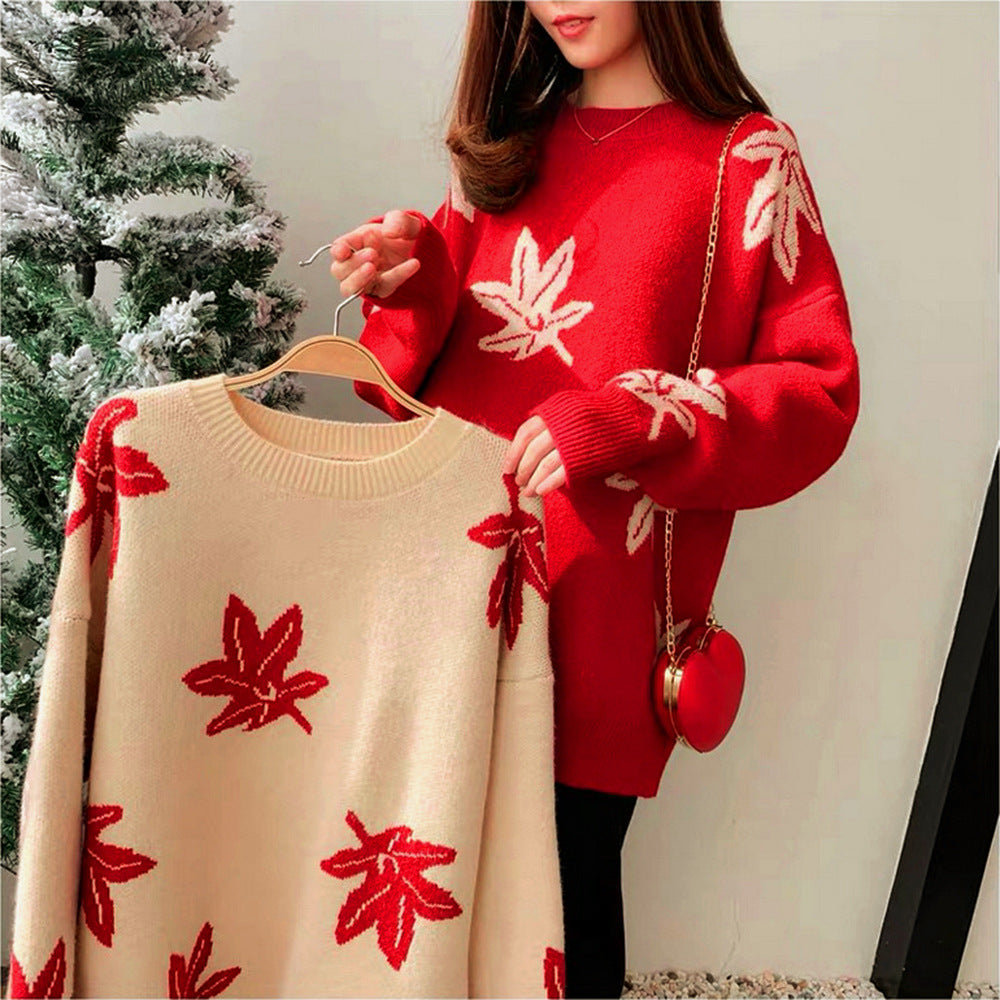 Damen Oversized Pullover Blattform Eveloria - Eveloria