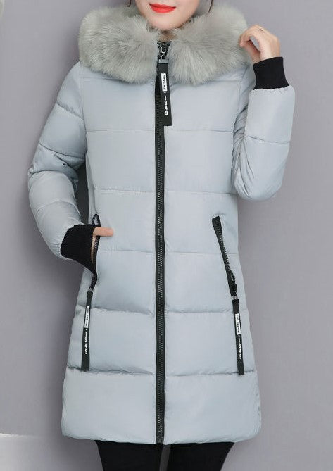 Damen Steppjacke Langärmelig Abnehmbarer Kunstfellkragen