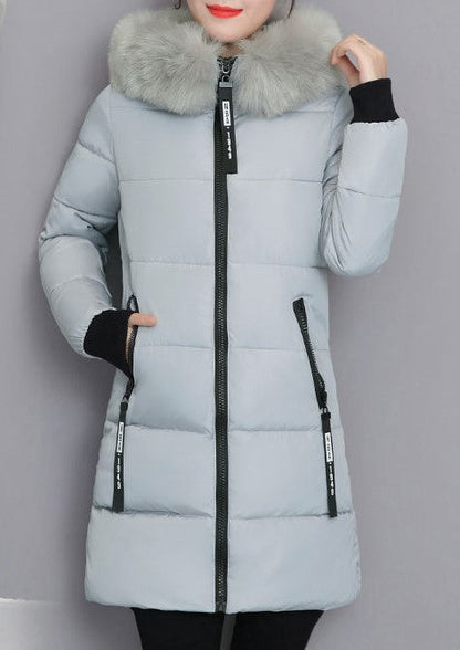 Damen Steppjacke Langärmelig Abnehmbarer Kunstfellkragen