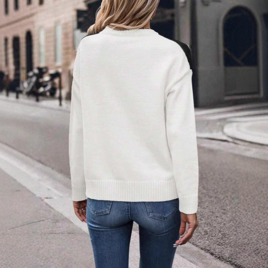 Damen Pullover Geometrisches Muster Stylischer Schnitt Eveloria