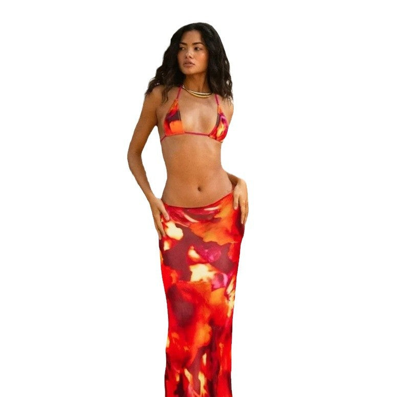 Damen Bikini-Set Florales Design mit Wickeltuch