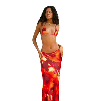 Damen Bikini-Set Florales Design mit Wickeltuch