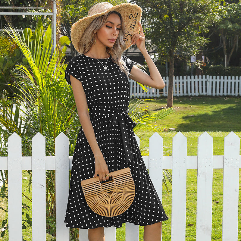 Damen Sommerkleid Rüschendetails Taillengürtel Eveloria