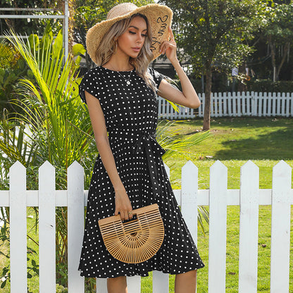 Damen Sommerkleid Rüschendetails Taillengürtel Eveloria
