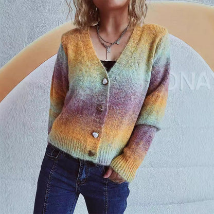 Damen Strickjacke Kuschelig Herzknöpfe Locker Eveloria