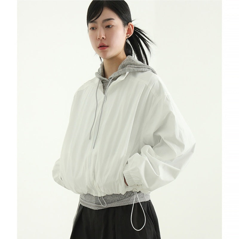 Damen Übergangsjacke Lässig Hochkragen Kordelzug Eveloria