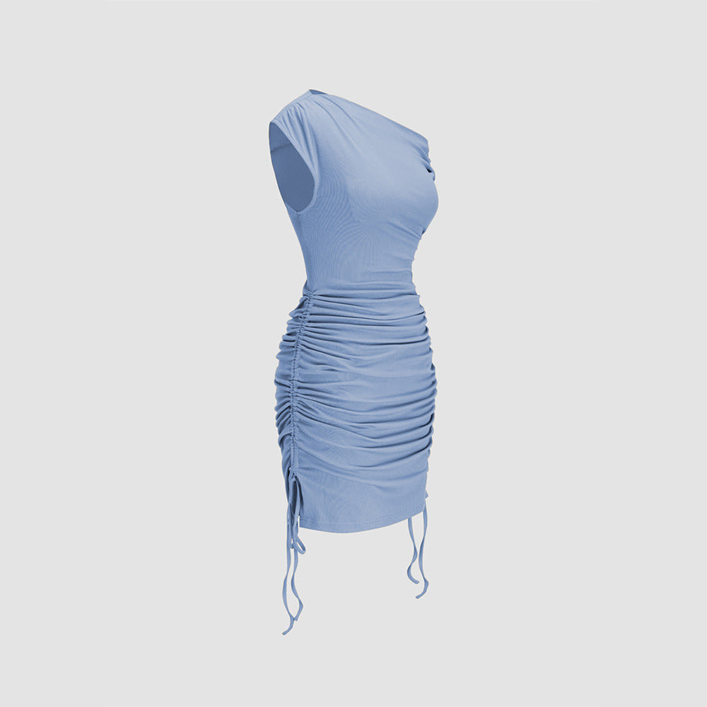 Damen Wickelkleid Asymmetrischer Ausschnitt Rüschendetails