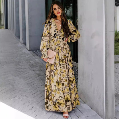 Damen Maxikleid Floralmuster Eveloria