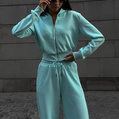 Damen Sportanzug Elegant Schnitt Hochkragen Eveloria