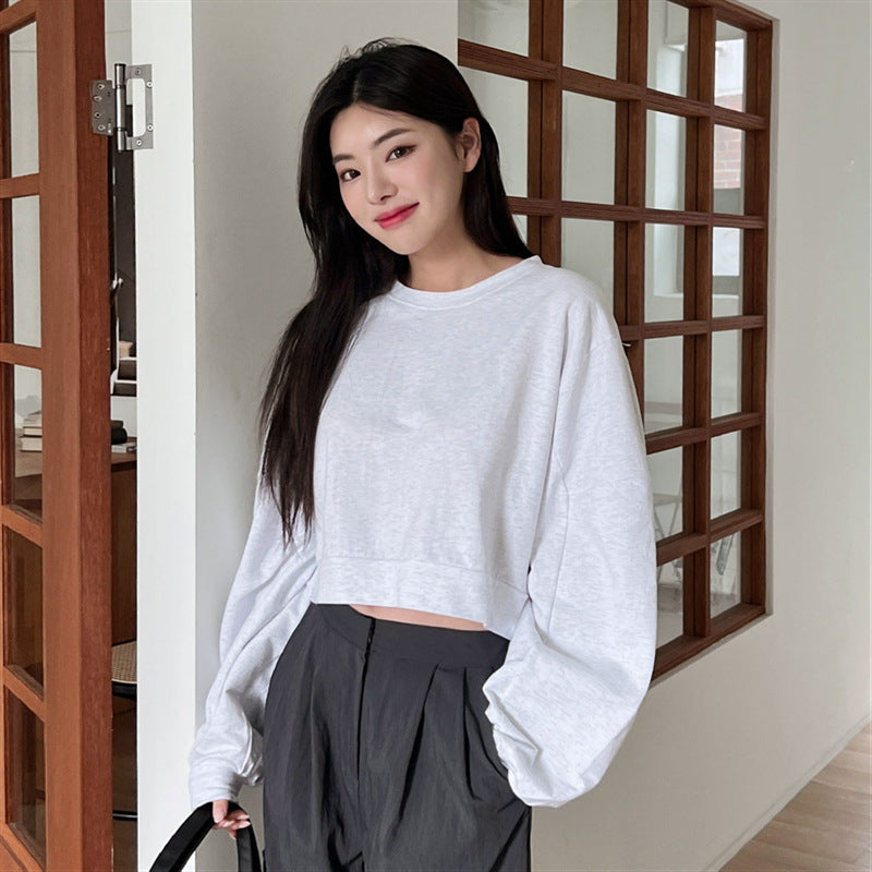 Damen Cropped Pullover Ballonärmel Eveloria