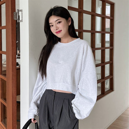 Damen Cropped Pullover Ballonärmel Eveloria