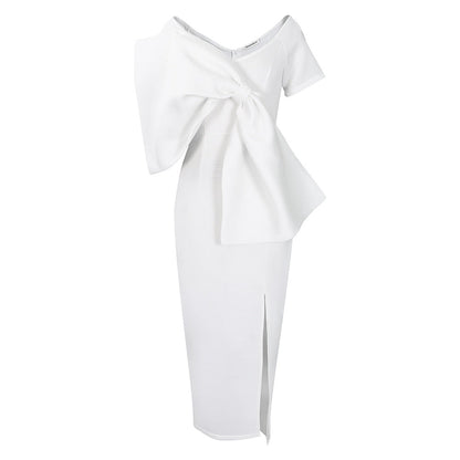 Damen Kleid Figurbetont Voluminöser Schleifen-Detail