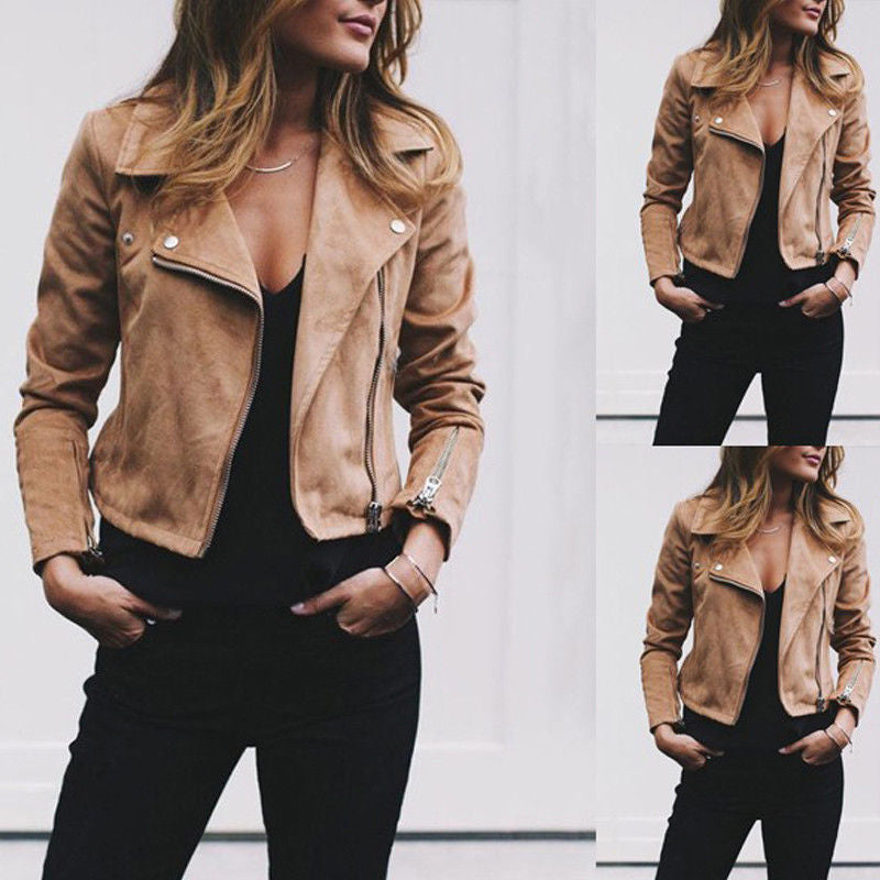 Damen Lederjacke Eveloria Moderner Schnitt Glatt
