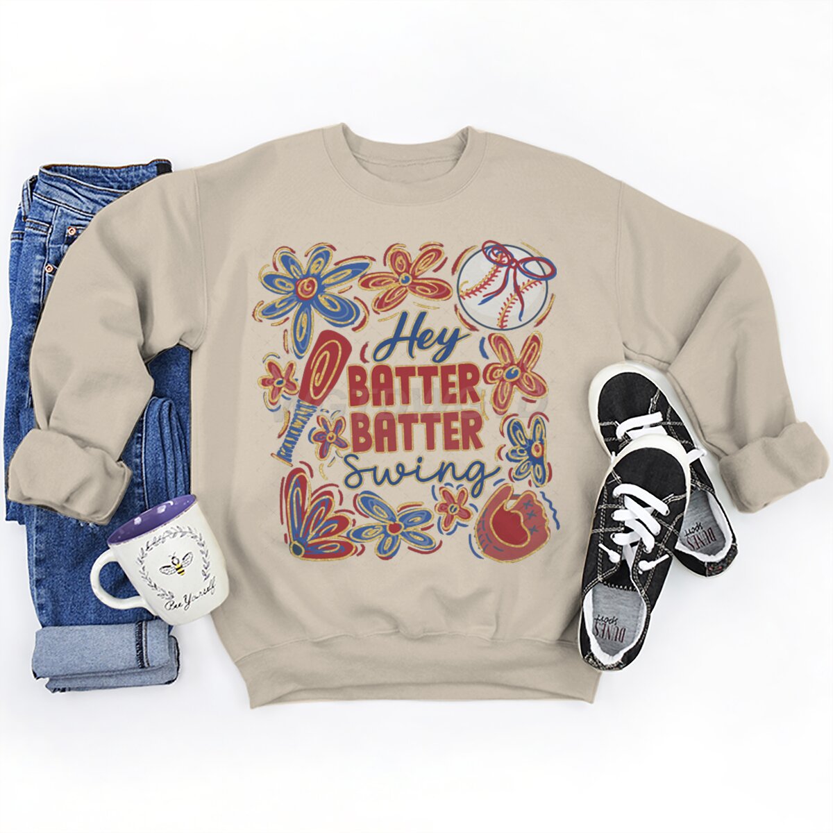 Damen Sweatshirt Baseball-Motiv Lässiger Schnitt Grau Eveloria